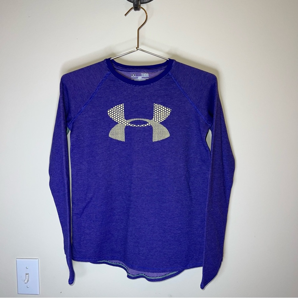 Under Armour Youth Large Purple & Lime Green Long Sleeve Athletic Top